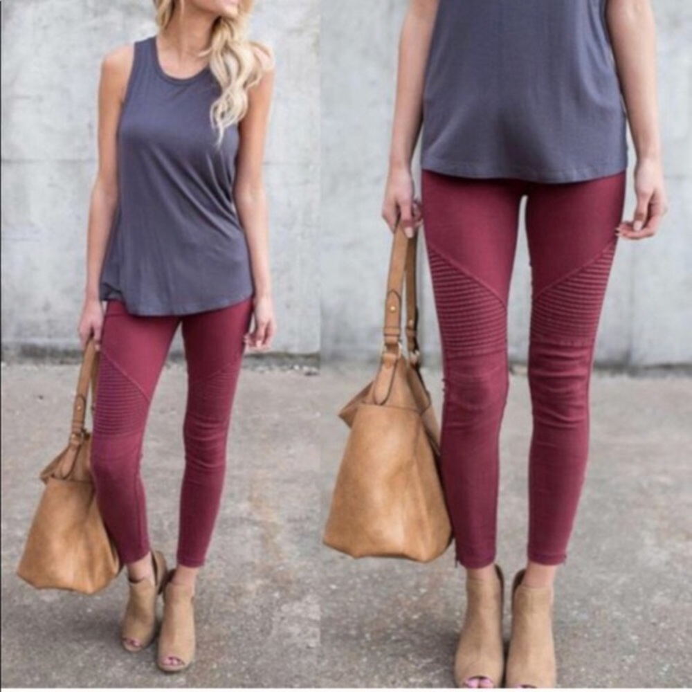 Motto leggings size s/m - burgundy color